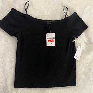 Off the shoulder cropped black Forever 21 top